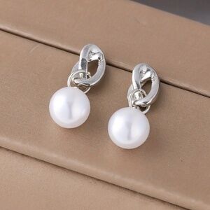 Sterling Silver Pearl Diamond Earring Pearl Earring Real Natural FreshwaterPearl